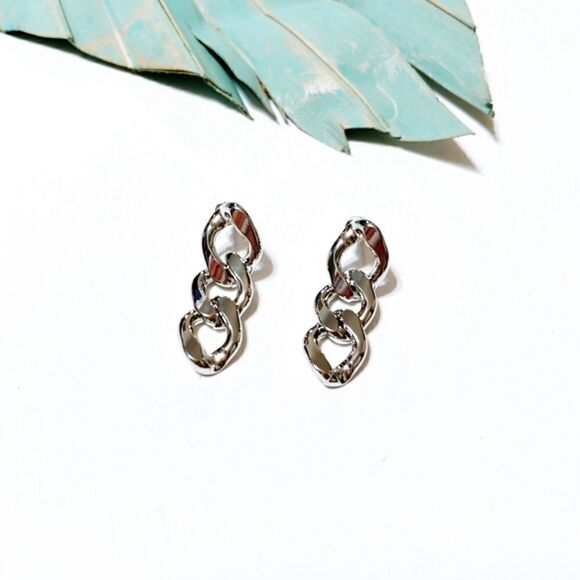 Silver chain drop earrings S176 - Picture 4 of 5